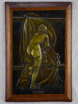 Figurative bathing woman - bronze with beech frame signed H. Derby 1930's 11½" x 8"