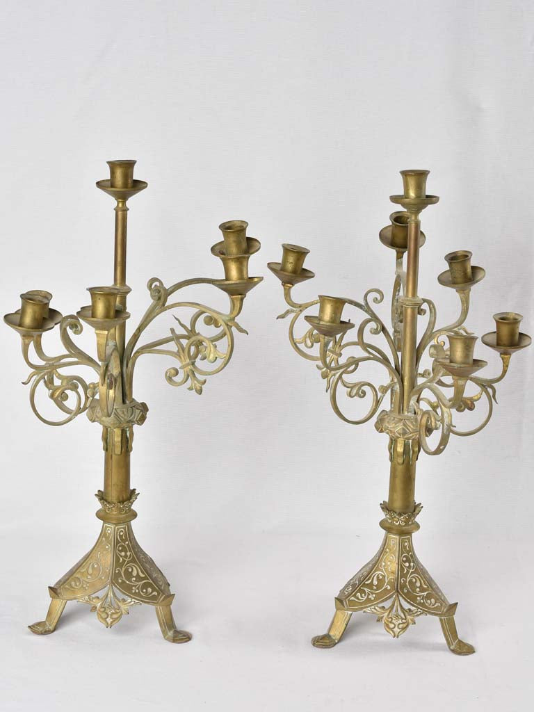 Gothic Antique French Candlestick Holders