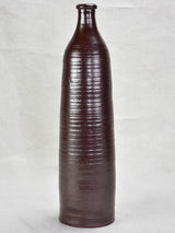 Vintage French clay carafe / vase with brown glaze 14¼"