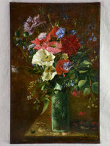 Antique French signed oil-canvas floral bouquet