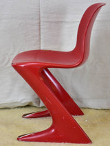 Set of six red and white vintage dining chairs - 1970's