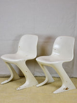 Set of six red and white vintage dining chairs - 1970's
