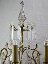 Pair of antique French crystal bronze and brass table chandeliers girandoles 22½"