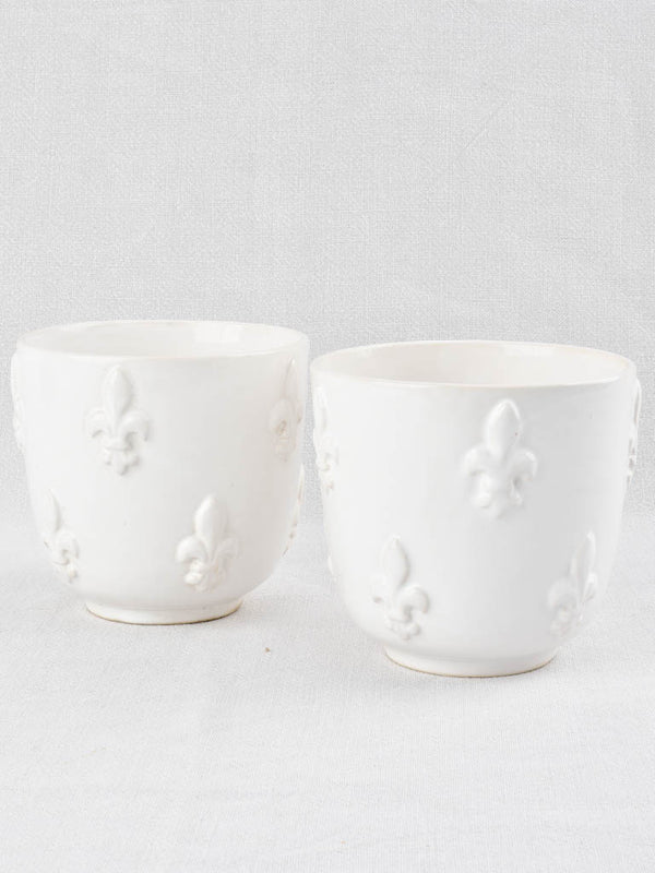 Vintage White Ceramic Cachepot Tessier Vases