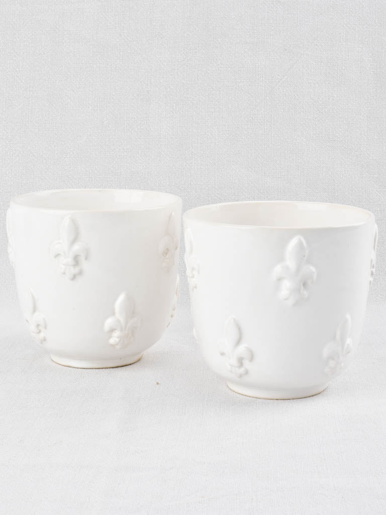 Vintage White Ceramic Cachepot Tessier Vases