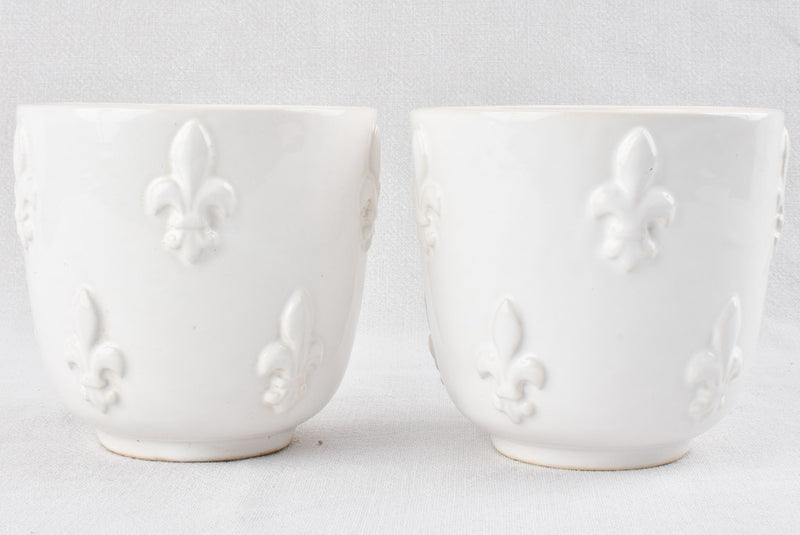 1950s Tessier White Relief Decorated Vases