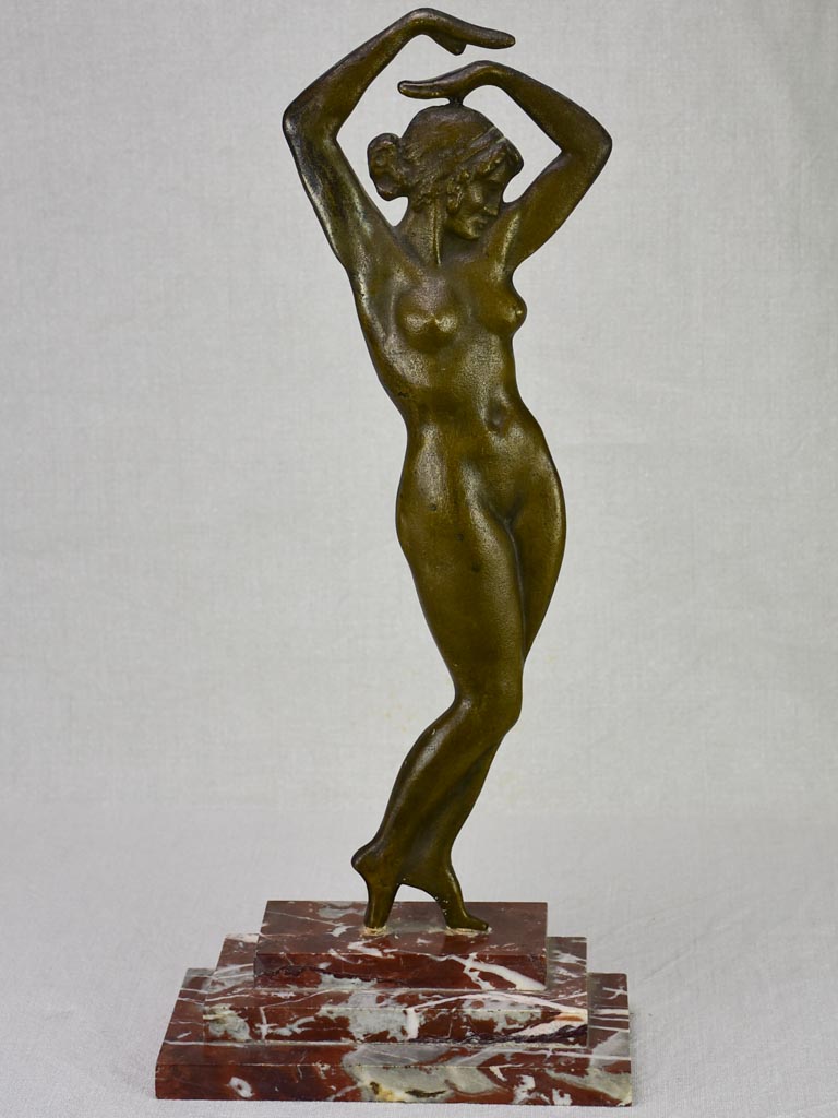Antique bronze figurative French lady sculpture