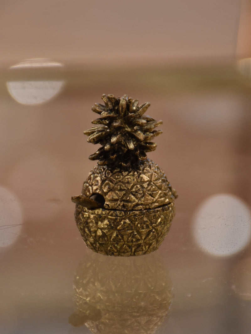 Miniature pineapple salt cellar with spoon