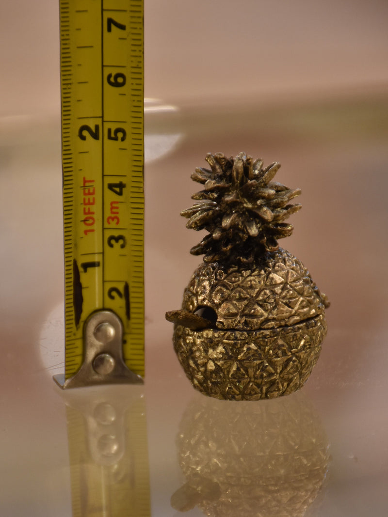 Miniature pineapple salt cellar with spoon