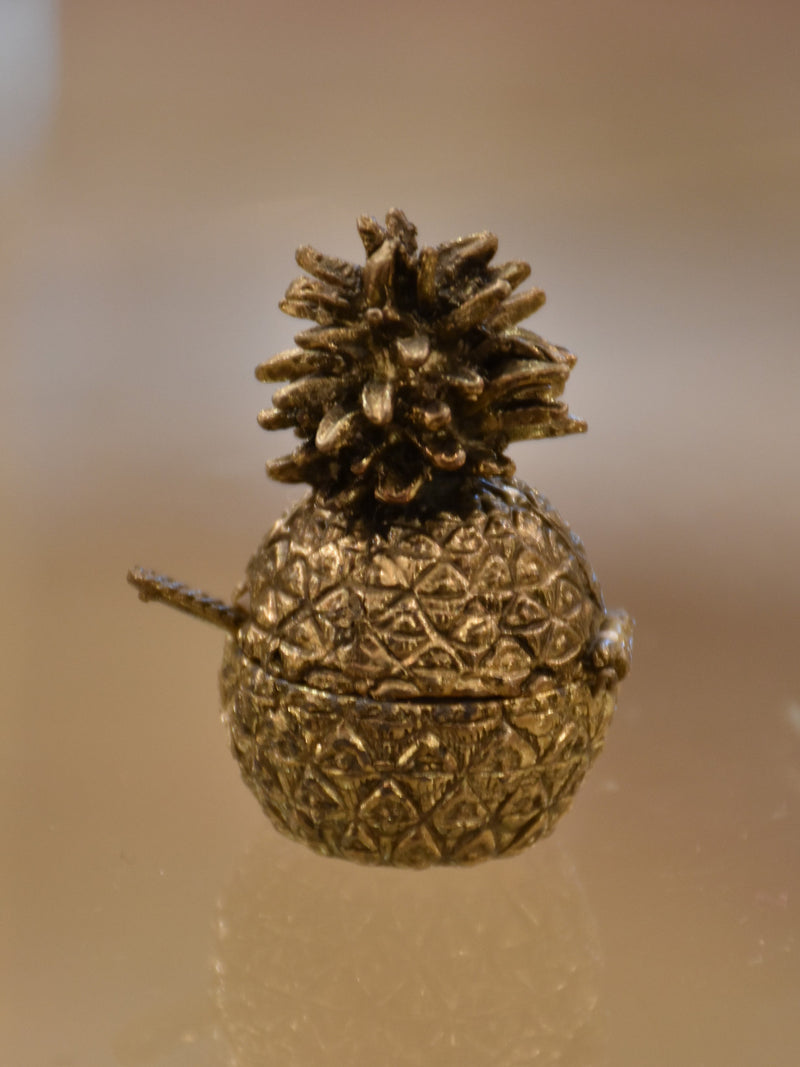 Miniature pineapple salt cellar with spoon