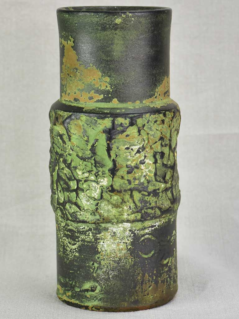 Vintage French vase with green glaze 10¼"