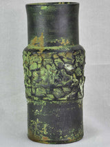 Vintage French vase with green glaze 10¼"