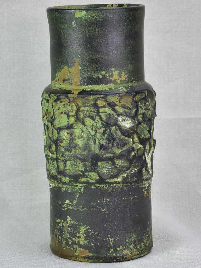 Vintage French vase with green glaze 10¼"