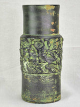 Vintage French vase with green glaze 10¼"