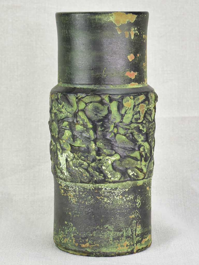 Vintage French vase with green glaze 10¼"