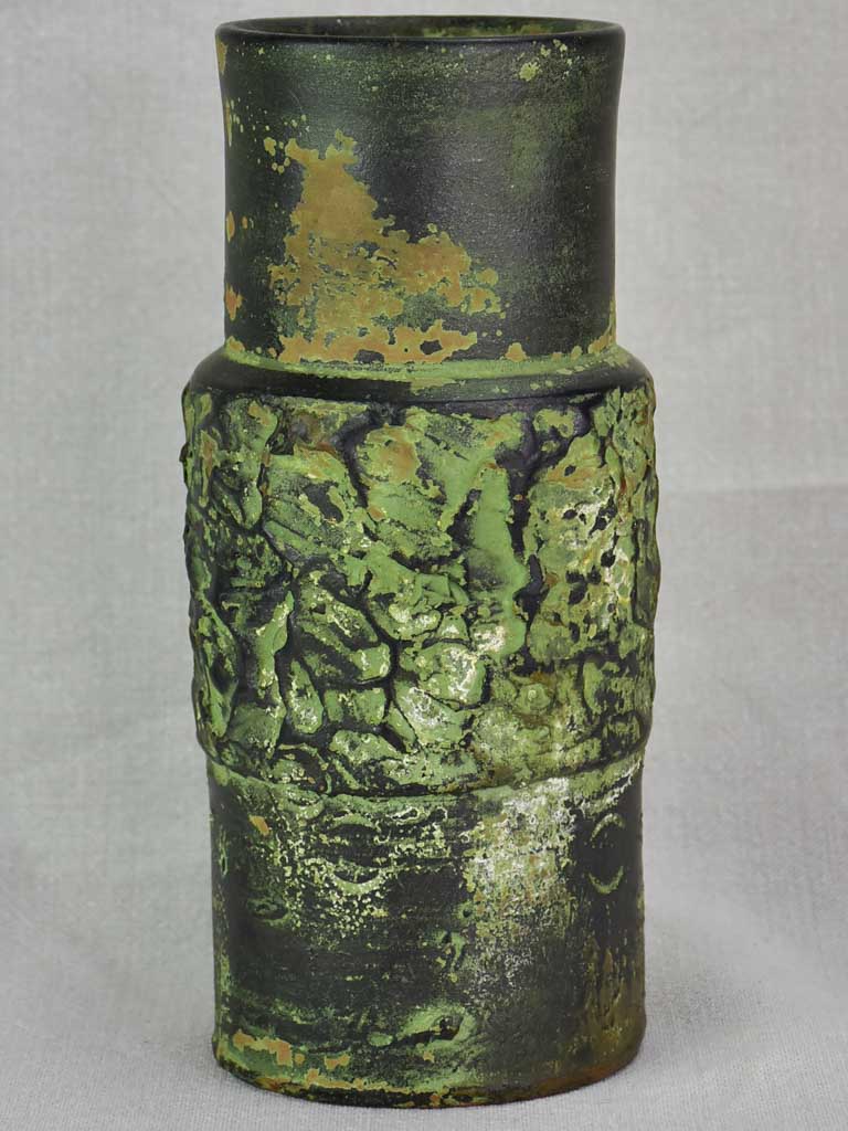 Vintage French vase with green glaze 10¼"