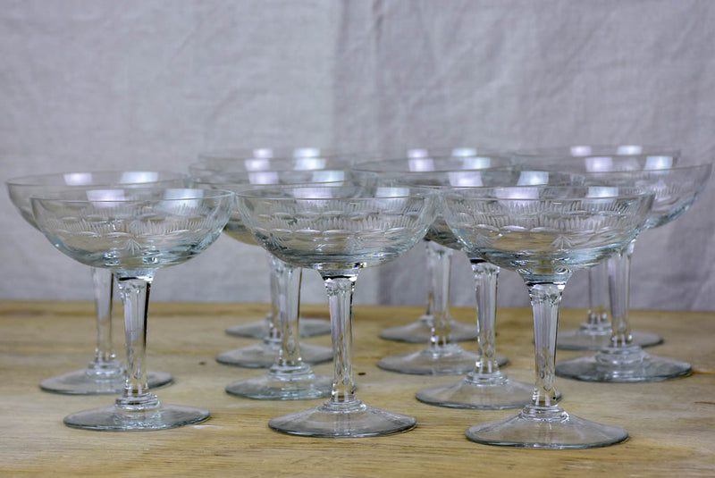 Set of 12 French champagne cups from the 1950's