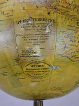 19th century French world globe with decorative base 22¾"