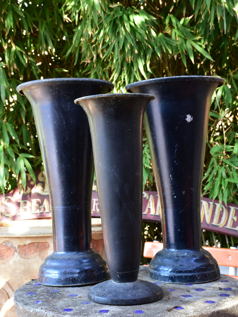 Collection of three vintage French florist vases