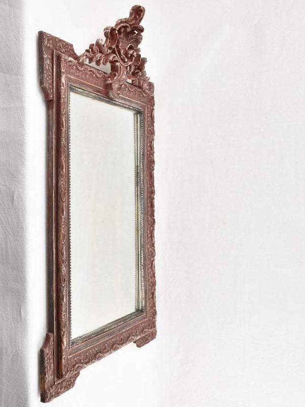 Vintage burgundy red mercury mirror