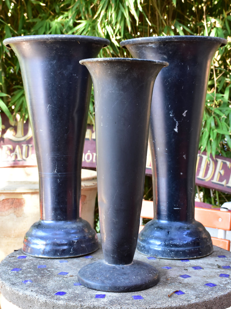 Collection of three vintage French florist vases