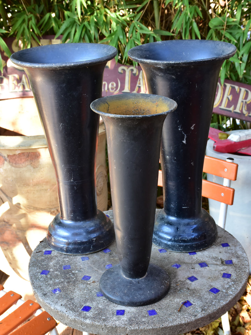Collection of three vintage French florist vases