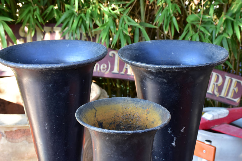 Collection of three vintage French florist vases