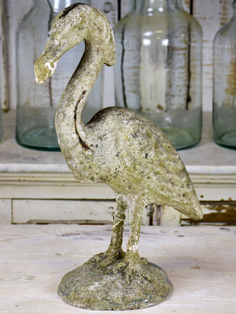 Antique French garden sculpture - flamingo