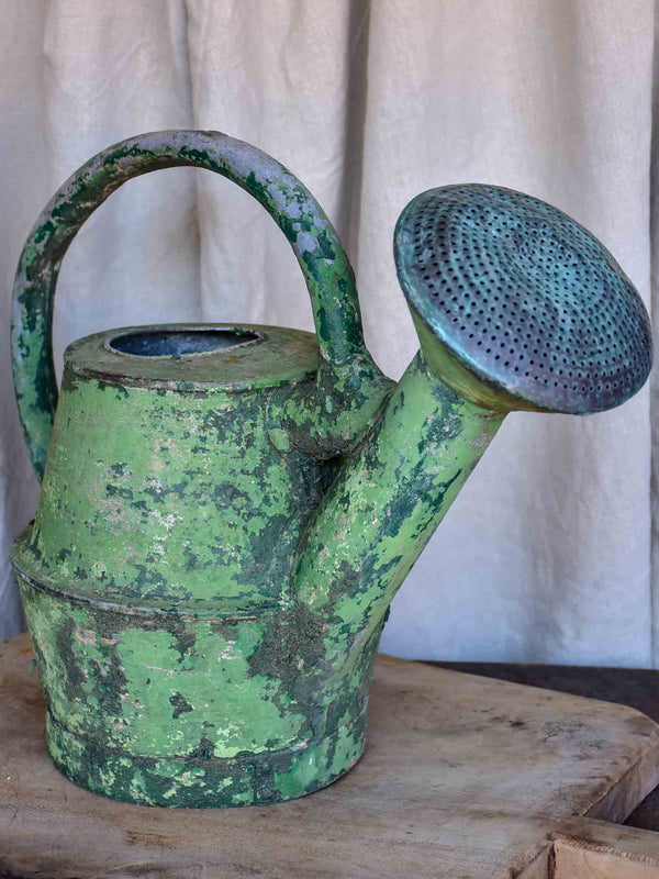 18th Century French watering can with green patina