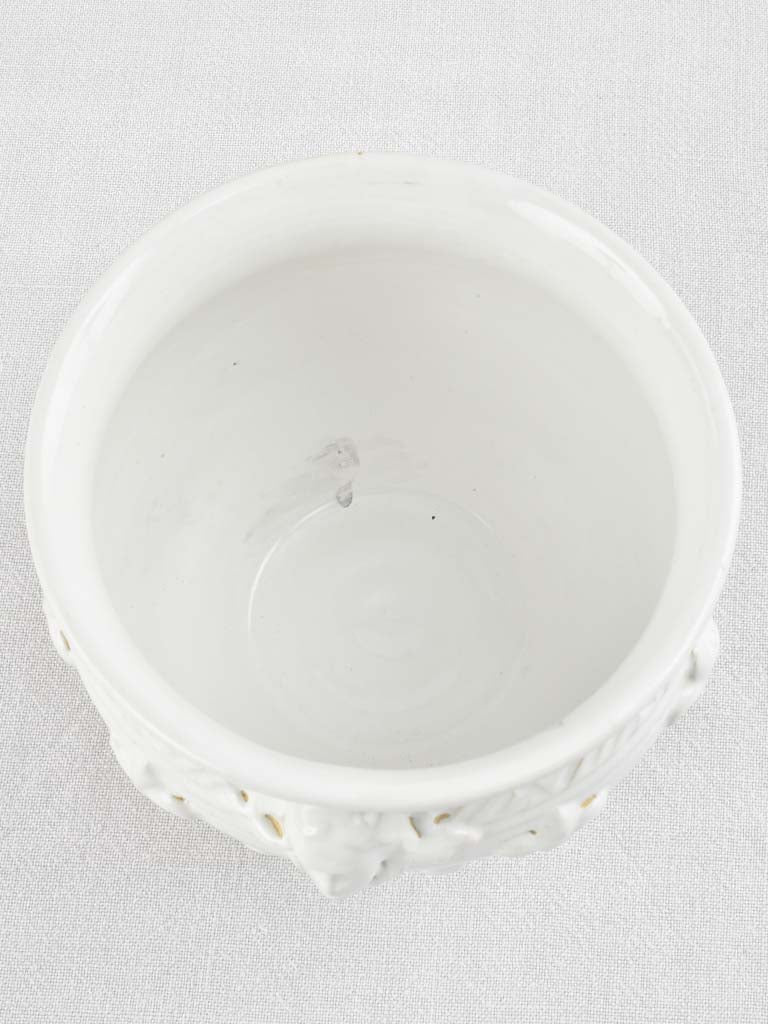 Majestic white French cachepot by Tessier