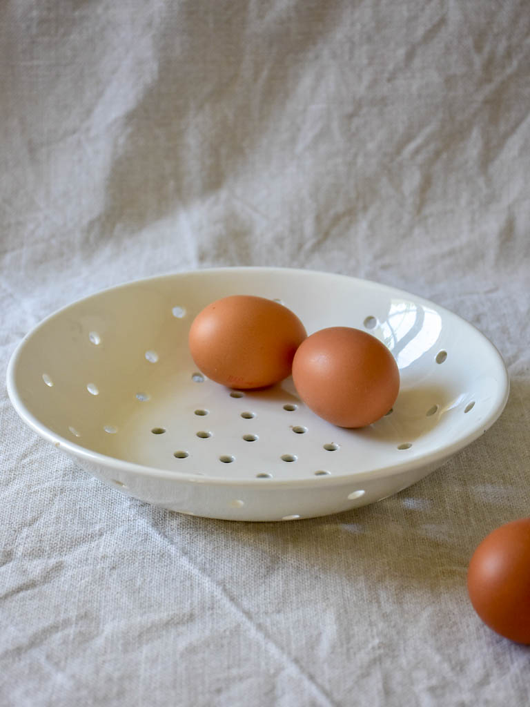 Vintage white Digoin Sarreguemines faisselle / strawberry plate