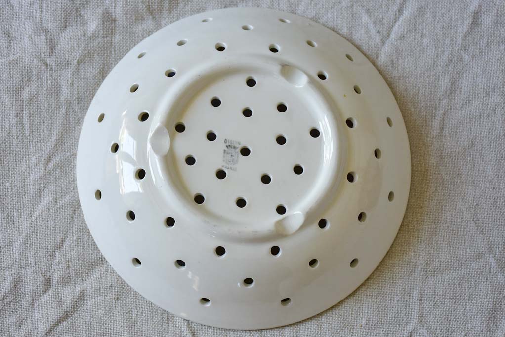 Vintage white Digoin Sarreguemines faisselle / strawberry plate