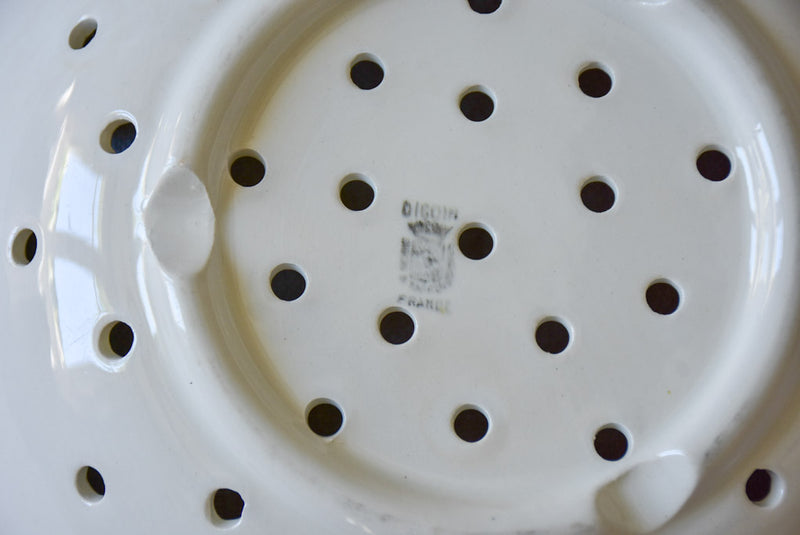 Vintage white Digoin Sarreguemines faisselle / strawberry plate