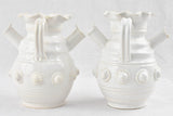 Pair of ceramic vases w/ white glaze & handles - Émile Tessier