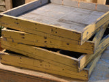Four wooden French farm boxes