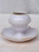 Antique French mustard dish with rippled edge