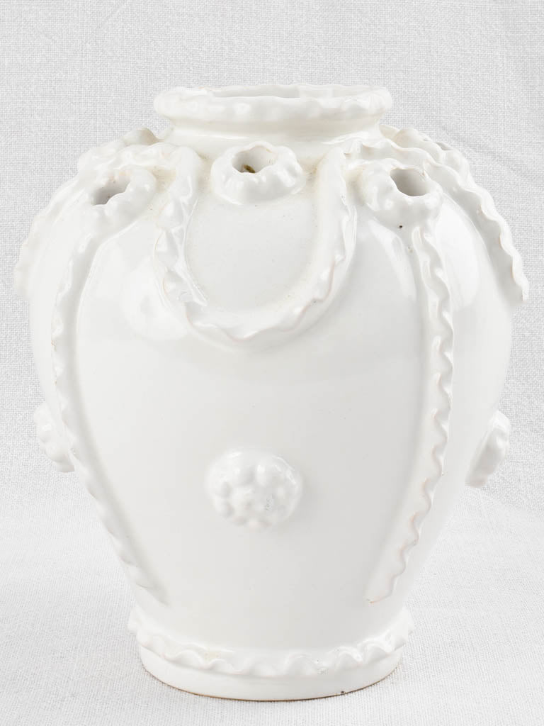 Classic white-glazed floral display vase