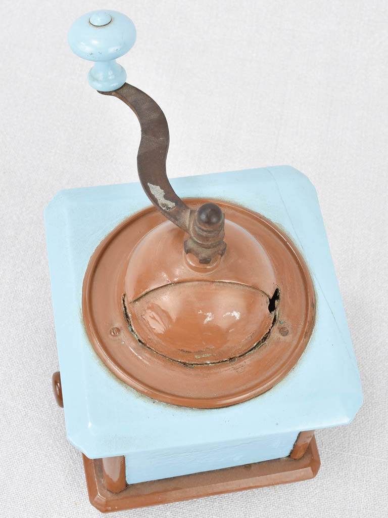 Rustic Brown and Blue Coffee Grinder