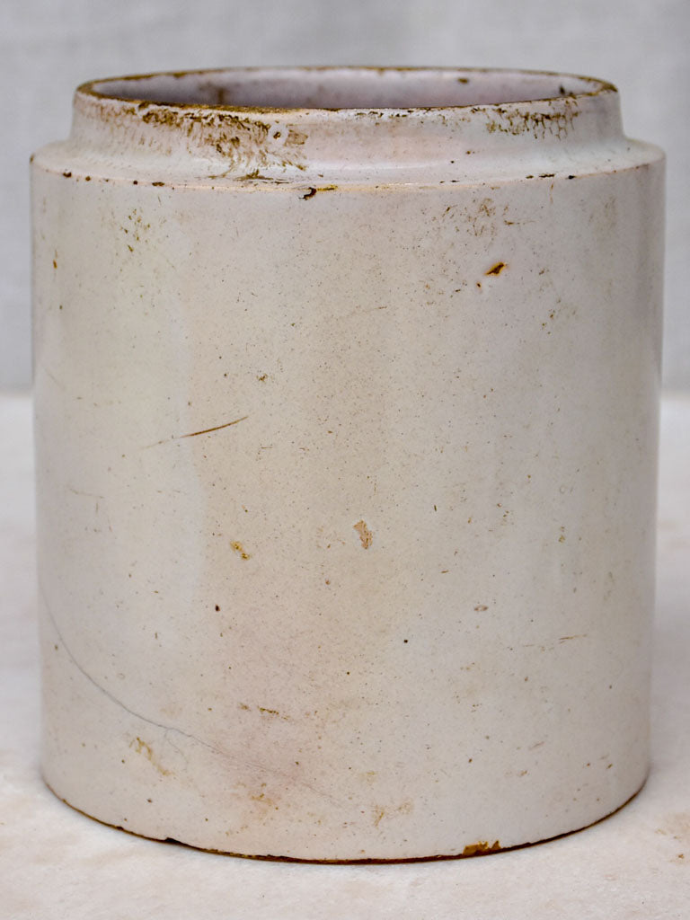Antique French faience preserving pot - white 5½"