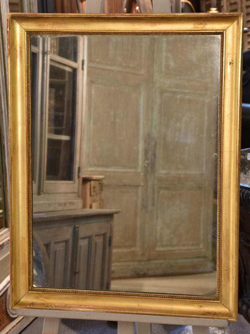 Antique rectangular French mirror with gilt wood frame & mercury glass