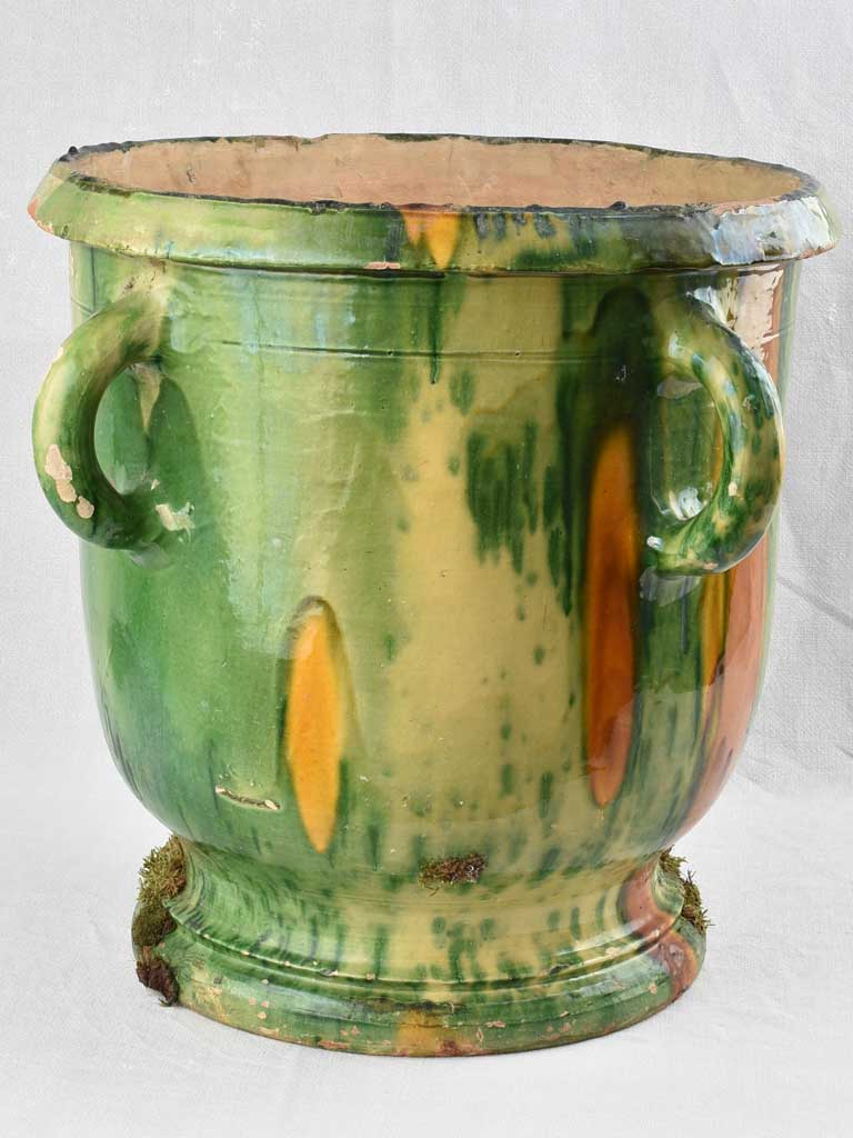 Green ocher glazed garden pot