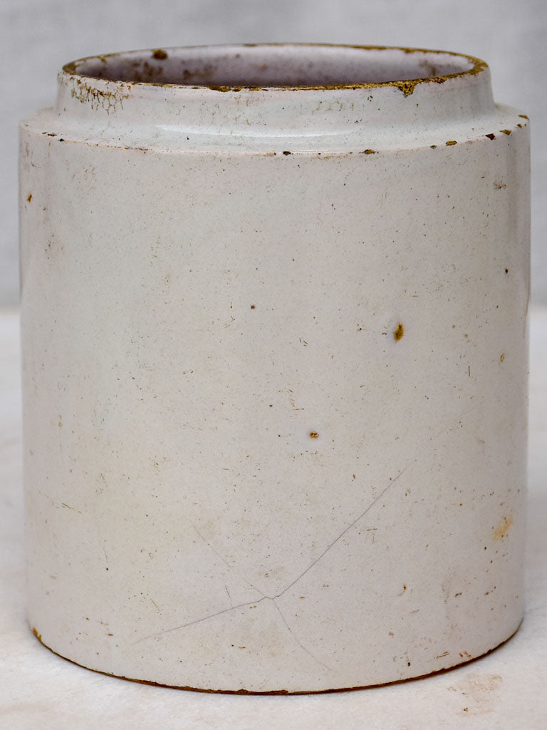 Antique French faience preserving pot - white 5½"