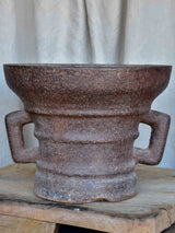 Antique iron mortar with bracket arms - European