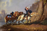 Mid 19th century painting - work horses by a river - oil on canvas 32¼" x 25¼"