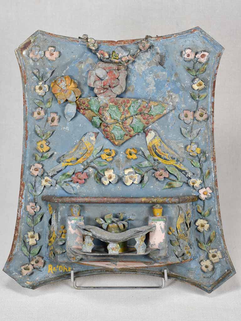 Late 19th century decorative tole mail holder 14½" x 17¼"