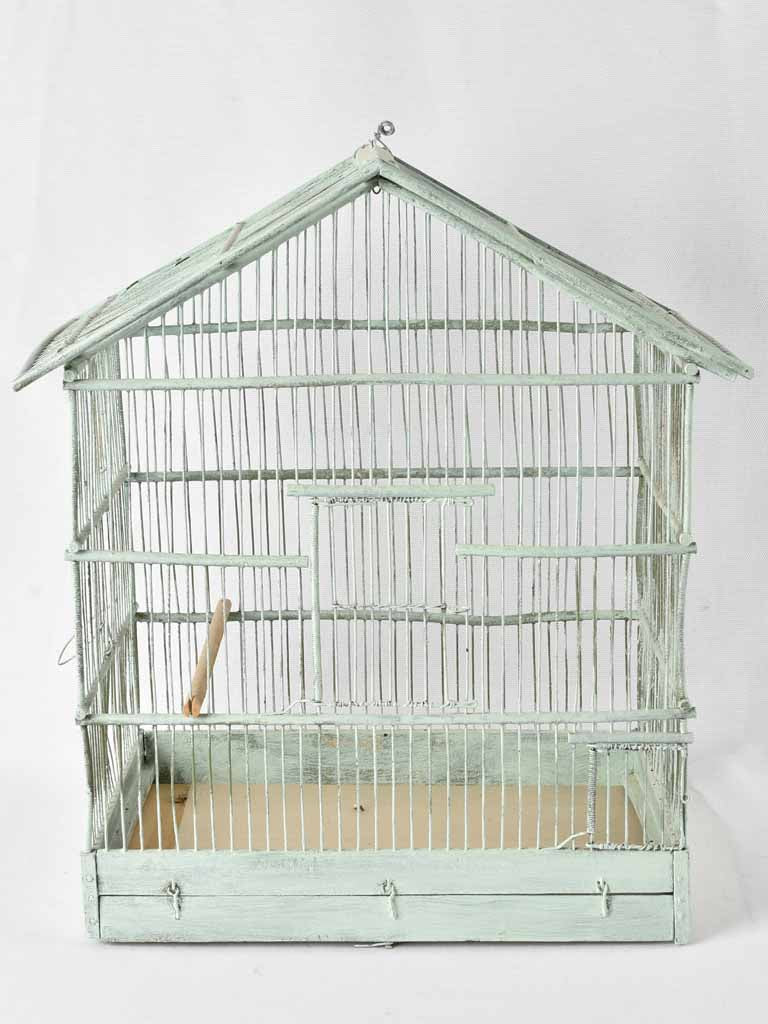 Vintage French birdcage - spearmint blue 19"
