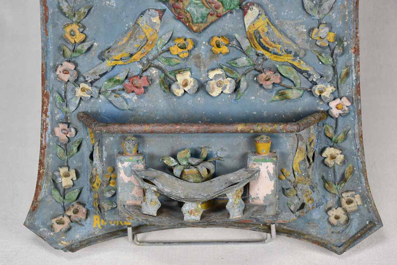 Late 19th century decorative tole mail holder 14½" x 17¼"