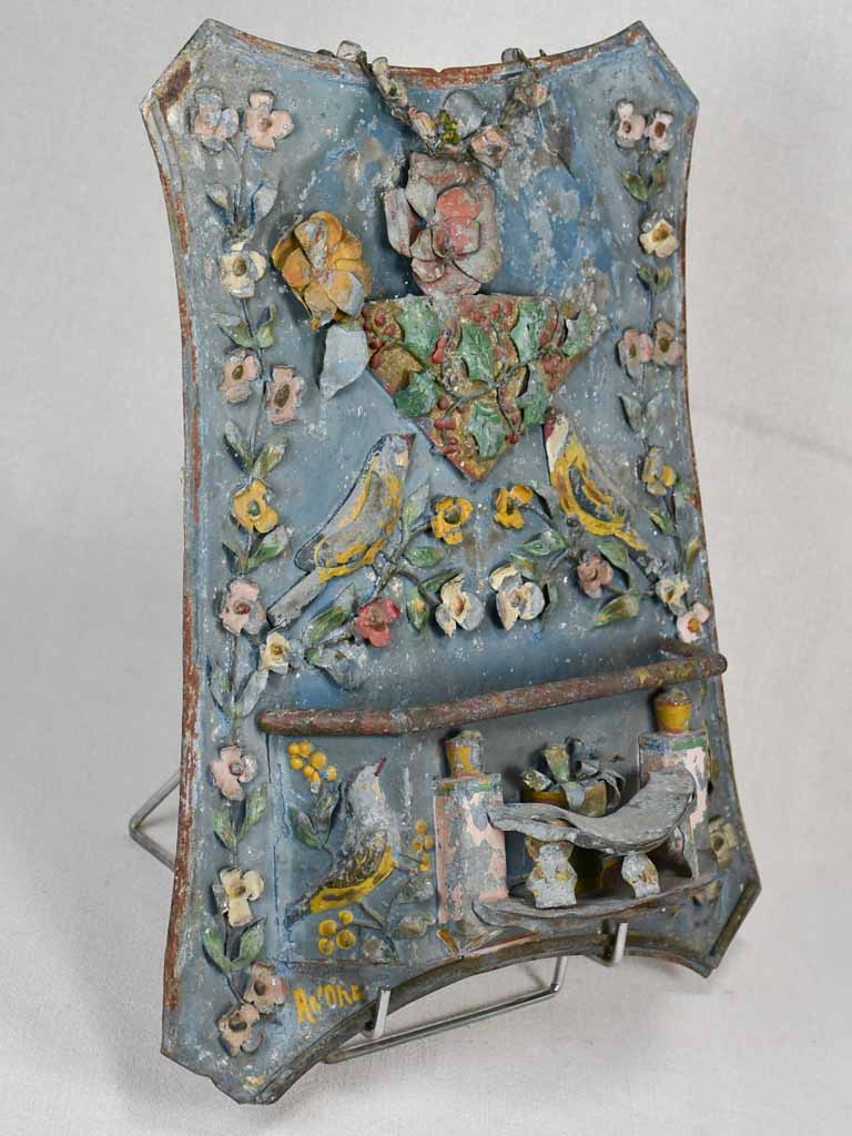 Late 19th century decorative tole mail holder 14½" x 17¼"