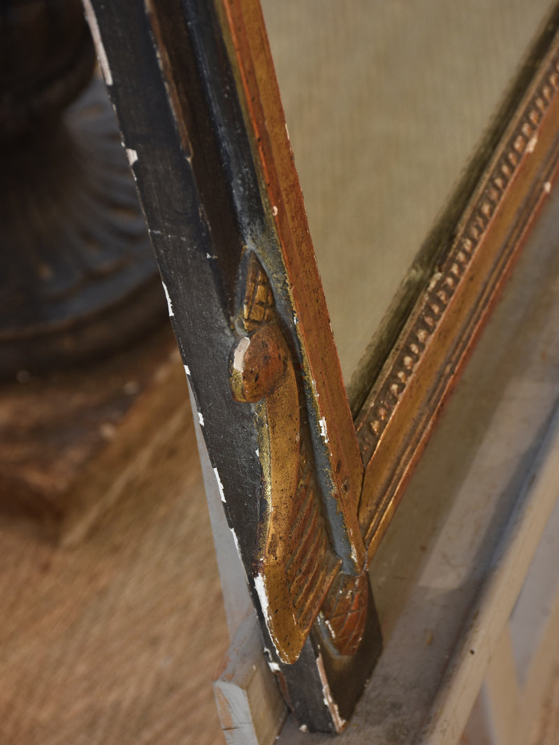 Mirror, antique Louis XVI-style, black & gilt wood