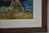 Mid century watercolor coastal scene 30" x 22½"
